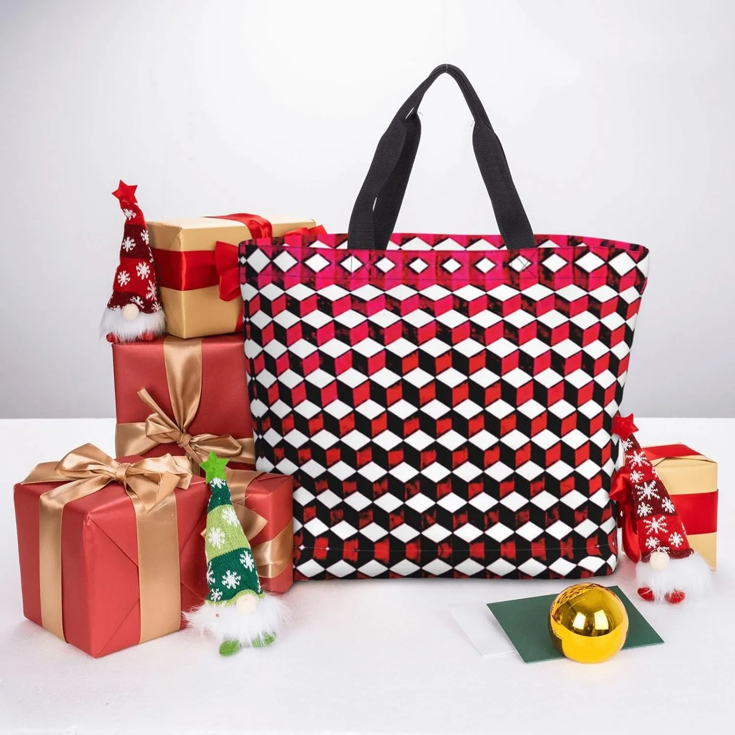 SSIMOO Big White Dot Stylish Zipper Shopping Bags,Shoulder Bag,The Perfect Blend Of Style And Convenience