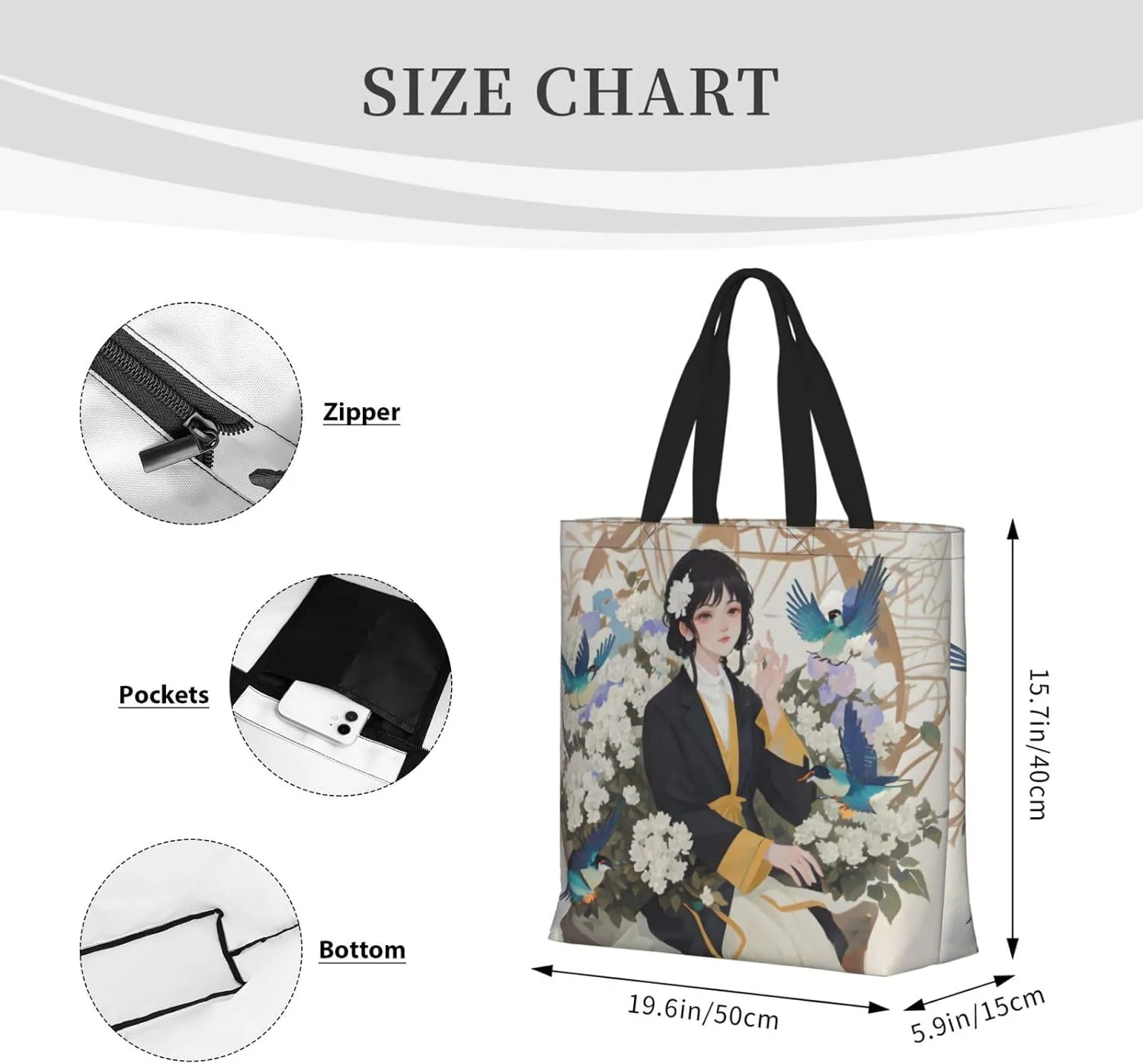 SSIMOO Lovely Cartoon Cats Stylish Zipper Shopping Bags,Shoulder Bag,The Perfect Blend Of Style And Convenience