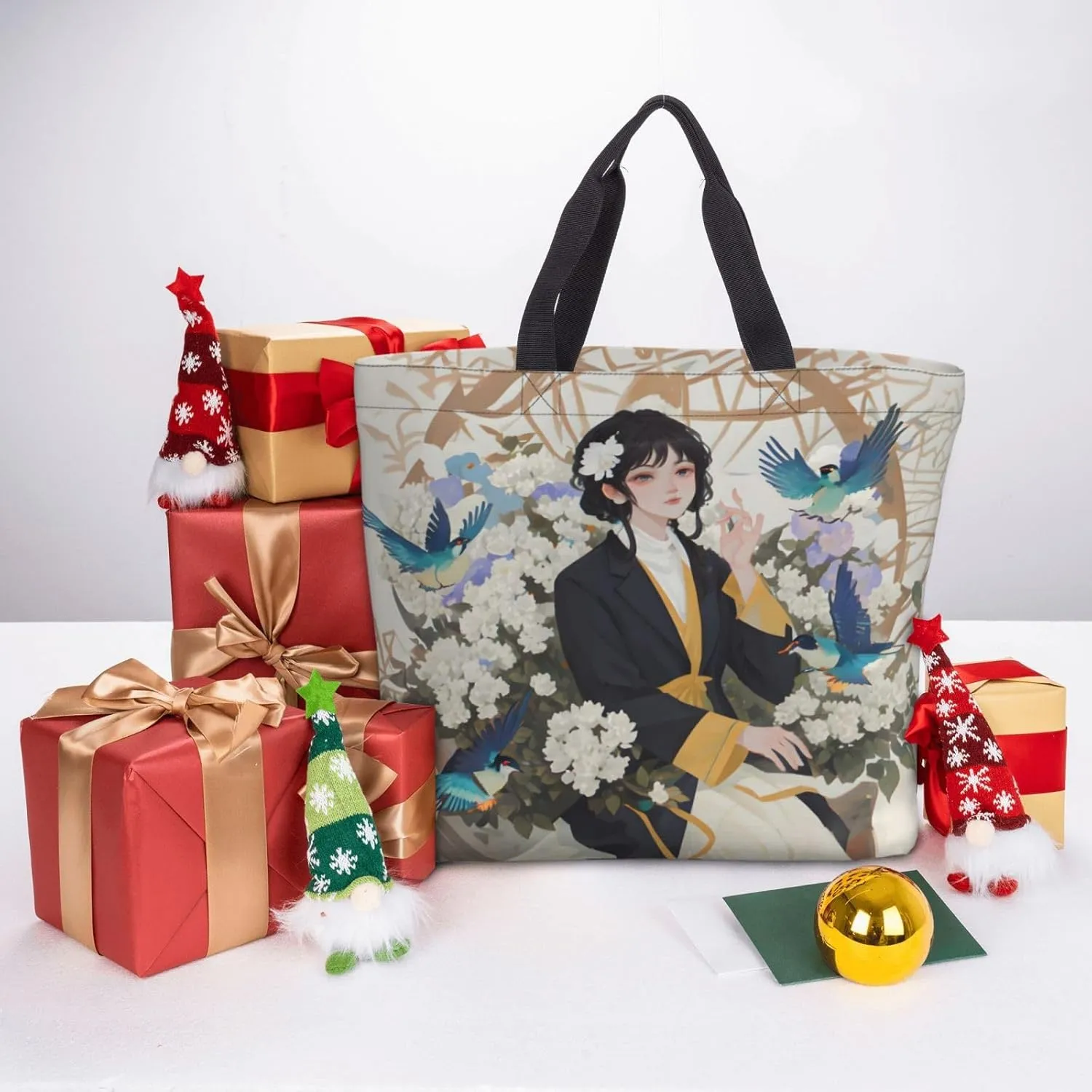 SSIMOO Lovely Cartoon Cats Stylish Zipper Shopping Bags,Shoulder Bag,The Perfect Blend Of Style And Convenience