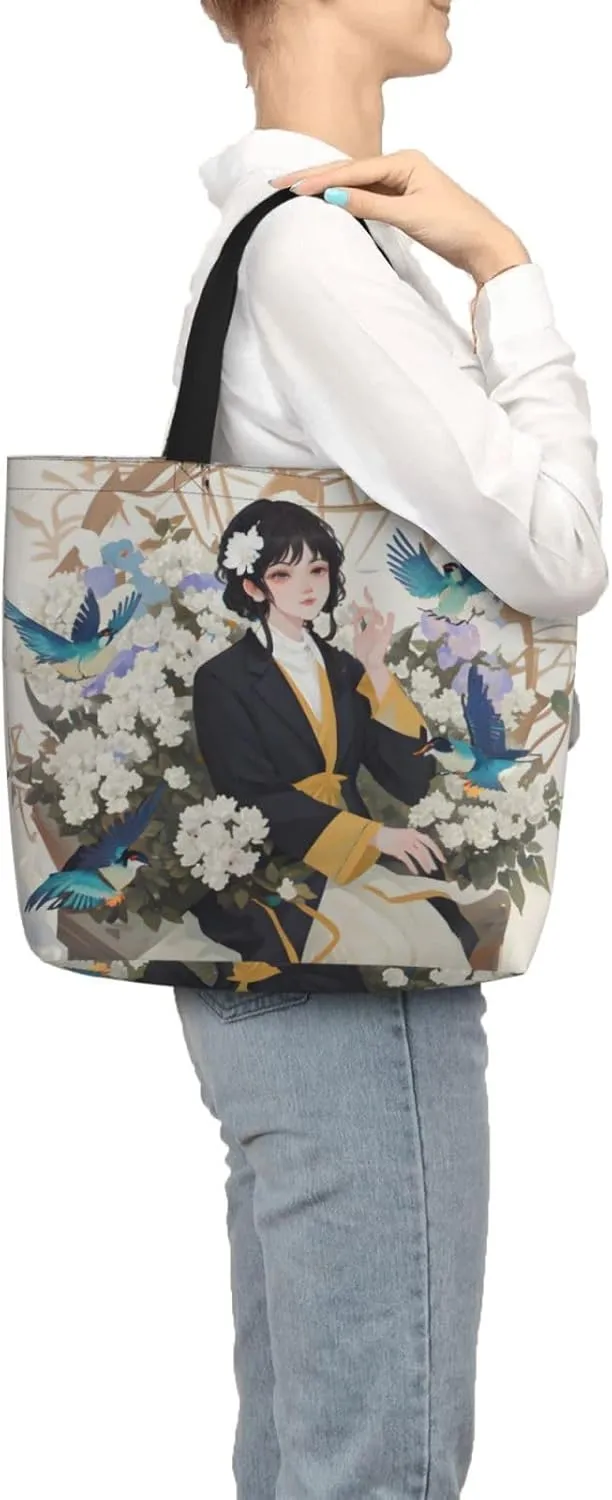 SSIMOO Lovely Cartoon Cats Stylish Zipper Shopping Bags,Shoulder Bag,The Perfect Blend Of Style And Convenience