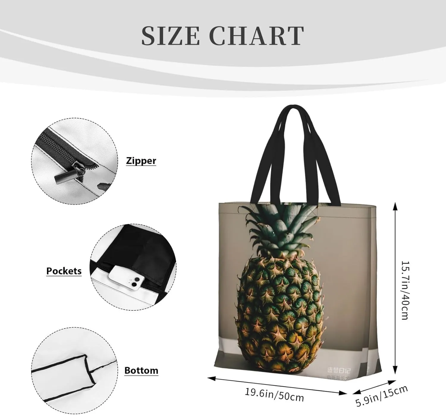 SSIMOO White Daisy Stylish Zipper Shopping Bags,Shoulder Bag,The Perfect Blend Of Style And Convenience