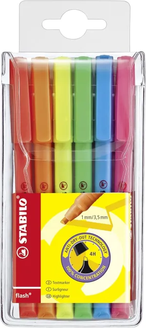 Stabilo Highlighter - flash Wallet of 6 Assorted Colours