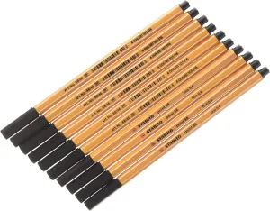 STABILO Point 88 Fineliner, Black, Wallet of 10