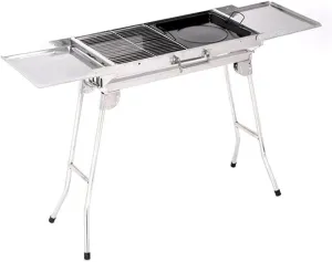 Stainless Steel Outdoor Barbecue Rack Portable Wooden Charcoal Barbecue Stove Foldable Barbecue Rack