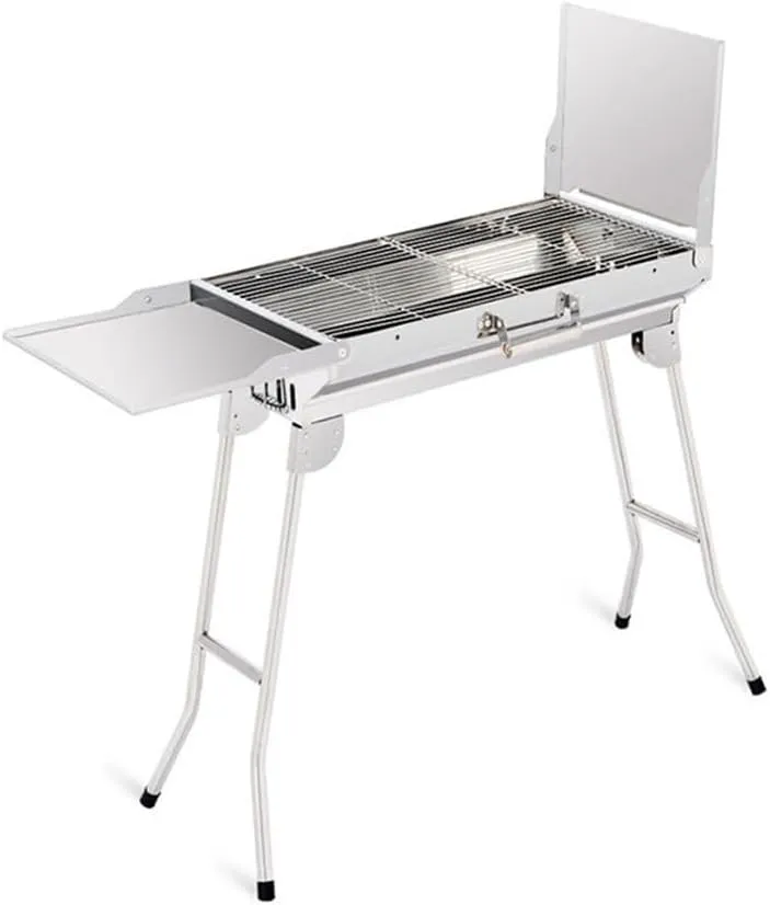 Stainless Steel Outdoor Barbecue Rack Portable Wooden Charcoal Barbecue Stove Foldable Barbecue Rack