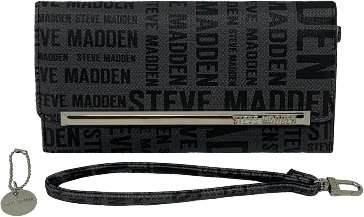 Steve Madden Women's Logobar Trifold Wristlet Wallet Handbag