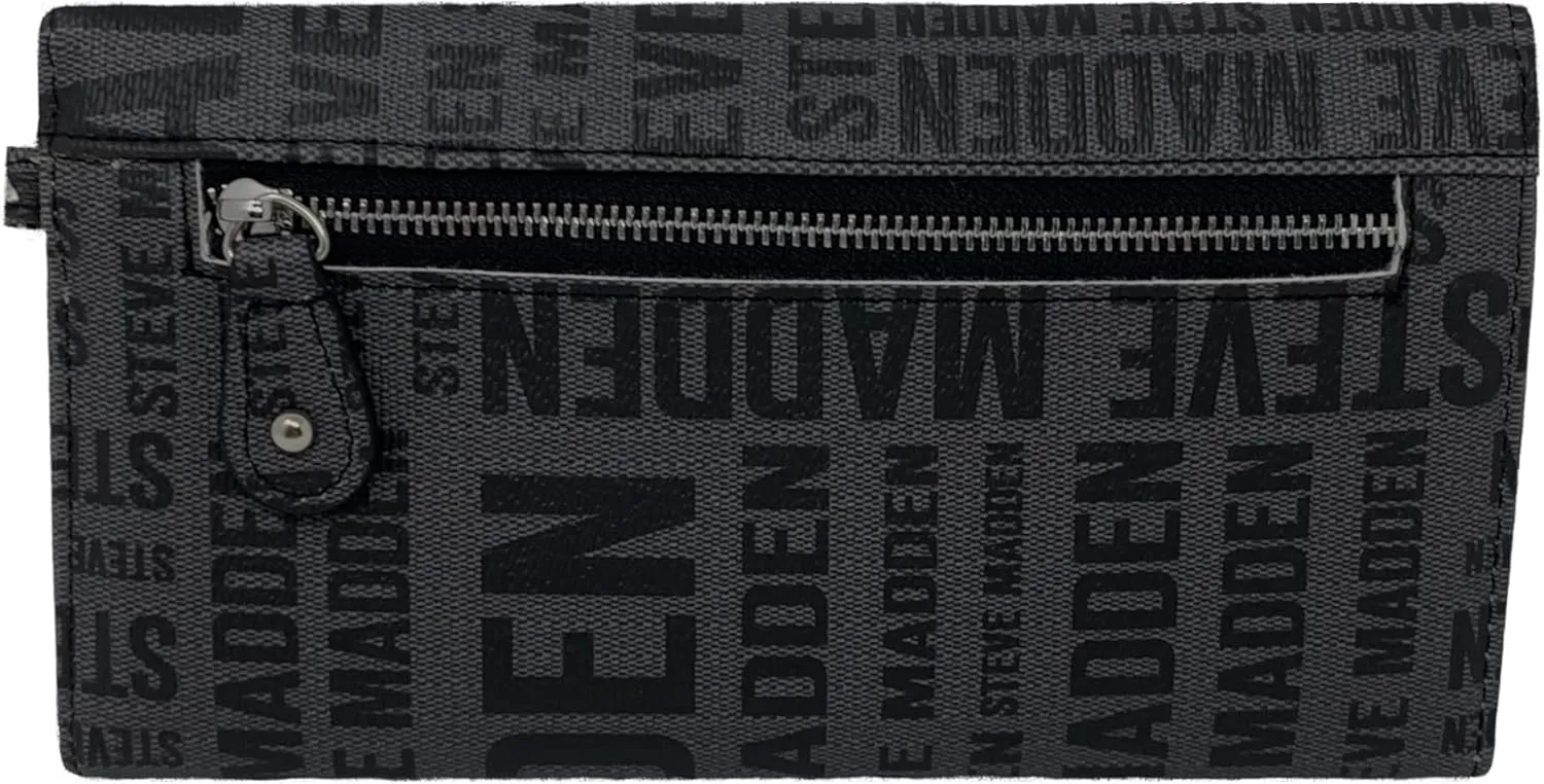 Steve Madden Women's Logobar Trifold Wristlet Wallet Handbag