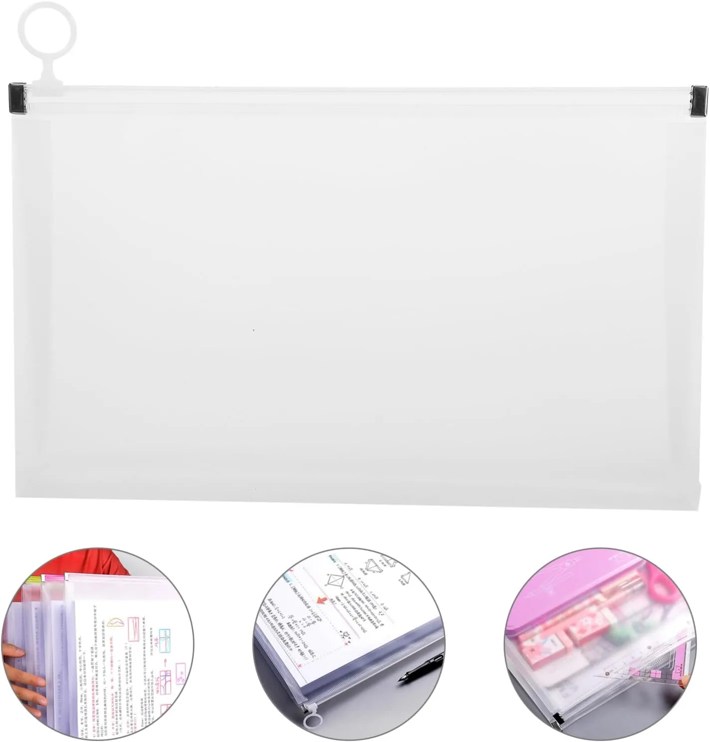 Storage Bag Set 4 Zippered Document Pouches Large Capacity File Organizer Bags for Tax Contracts