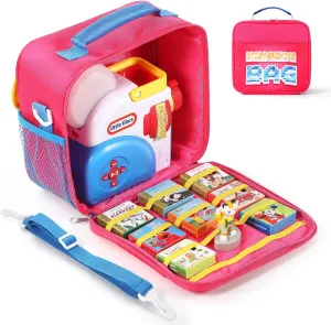 Storage Case Compatible with Little Tikes Story Dream Machine Books Starter Set, Storage Case for Little Tikes for Storybook, Audio Play, Character,with Handle and Shoulder Strap (Rose)