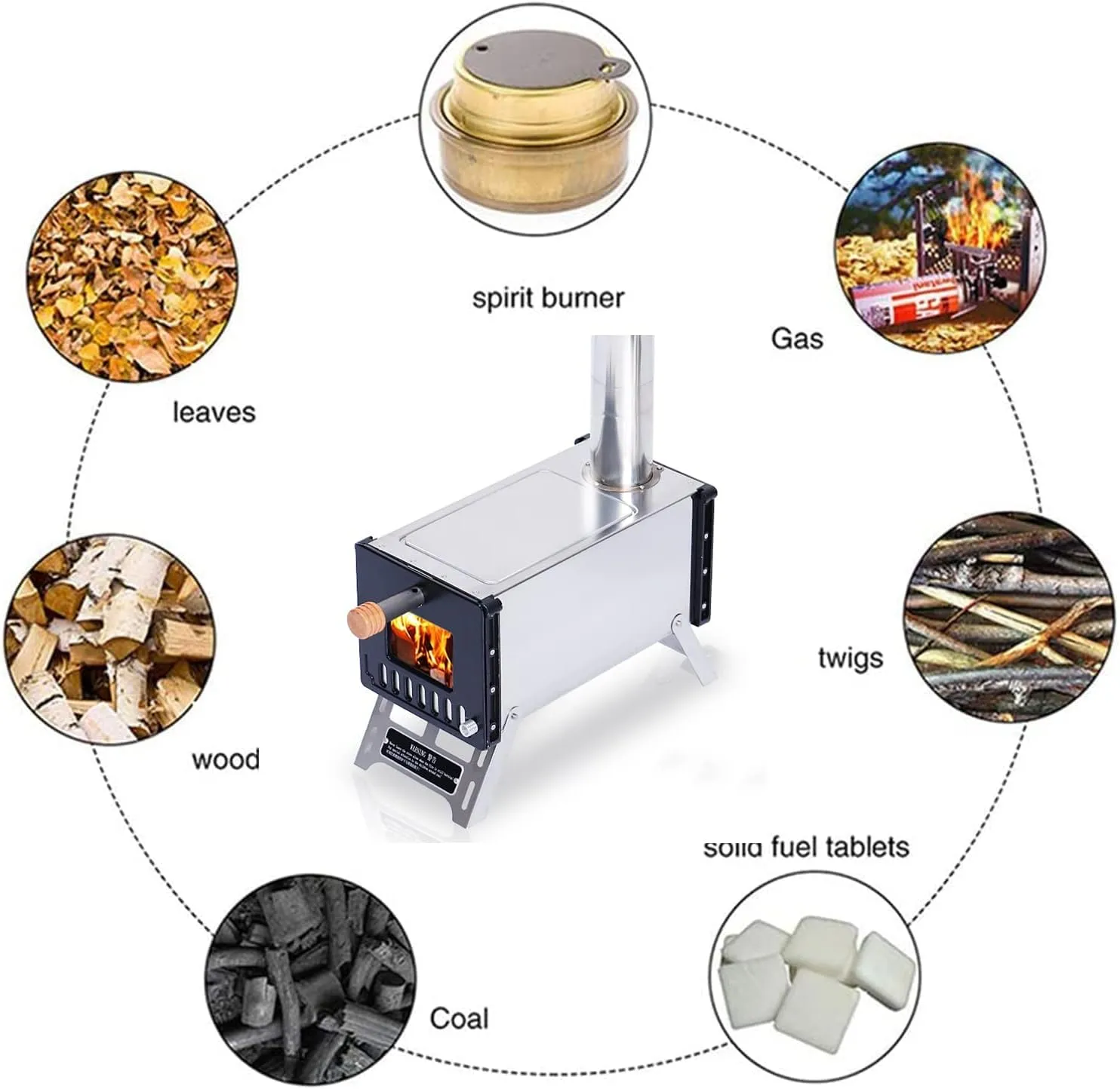 Stove Wood Burning Portable for Backpacking, Camping Pyramid Tent Stove with Carry Bag for Ourdoor, Cooking, BBQ, RV, Survival