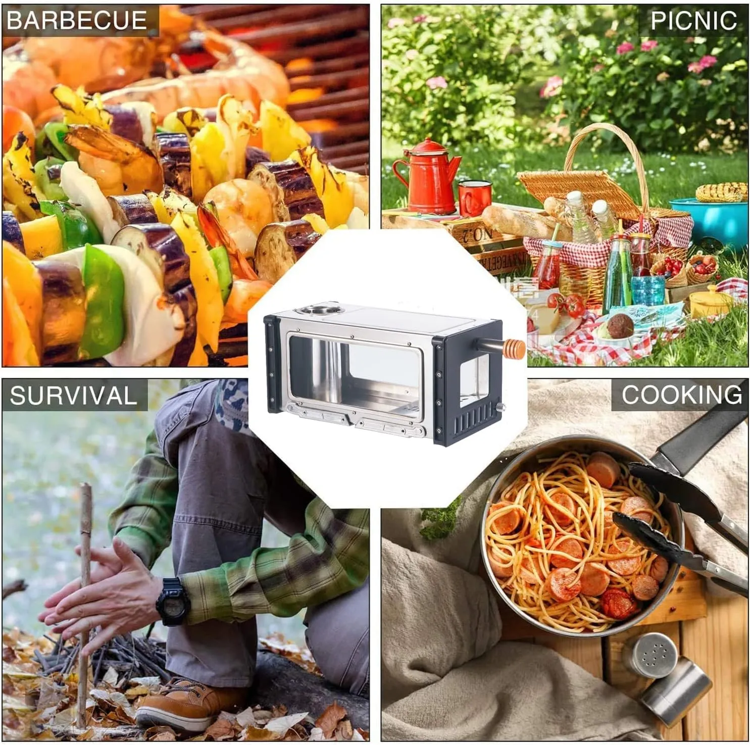 Stove Wood Burning Portable for Backpacking, Camping Pyramid Tent Stove with Carry Bag for Ourdoor, Cooking, BBQ, RV, Survival