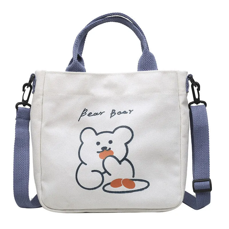 Style Bear Cute Canvas Female Stationery Crossbody Bags