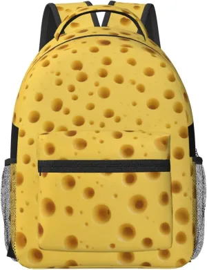 Stylish and Practical Womens Backpack for Business and Casual Use, Laptop Backpack Compatible with Yellow Cheese Pattern Texture