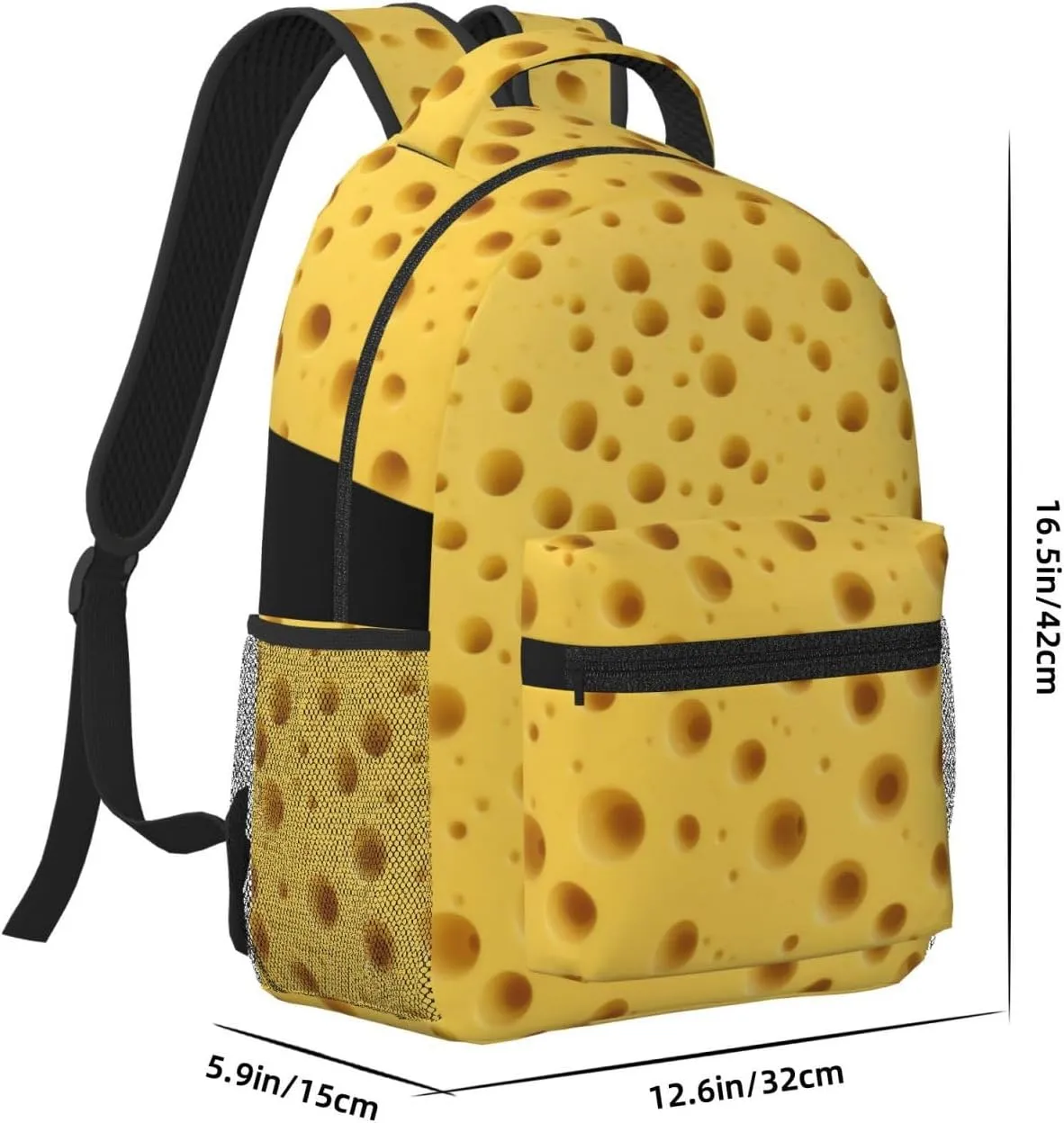 Stylish and Practical Womens Backpack for Business and Casual Use, Laptop Backpack Compatible with Yellow Cheese Pattern Texture