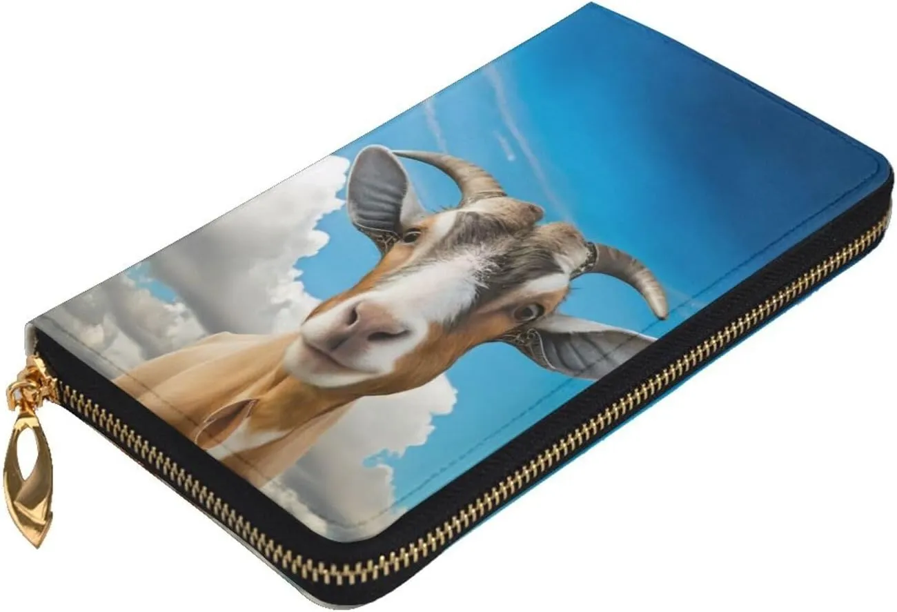 Stylish Blue Sheep Print Long Leather Wallet For Women, Large Capacity Pu Leather Purse, Phone Card Holder Case Credit Card Wallet, Classy Clutch For Ladies & Men