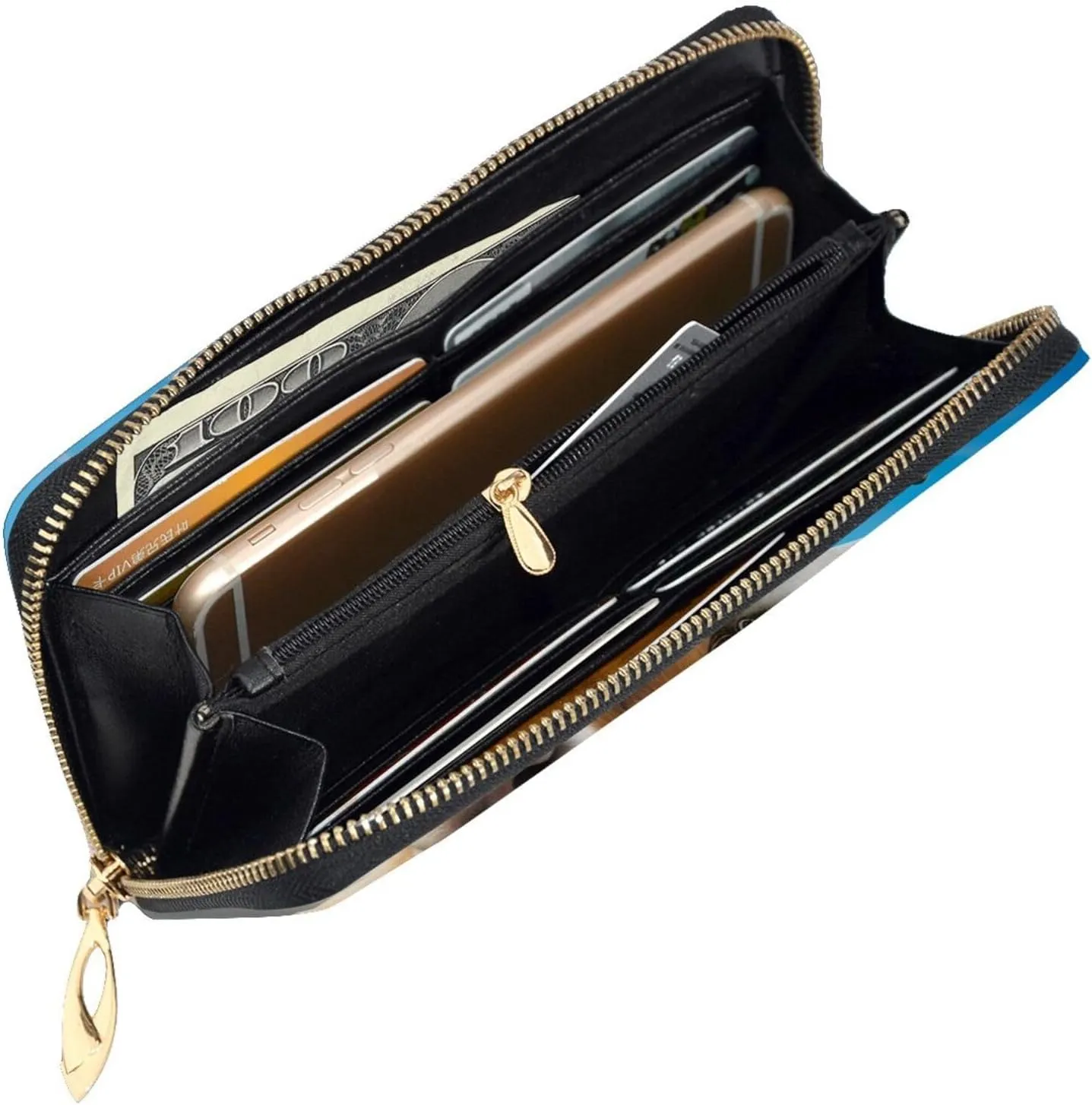 Stylish Blue Sheep Print Long Leather Wallet For Women, Large Capacity Pu Leather Purse, Phone Card Holder Case Credit Card Wallet, Classy Clutch For Ladies & Men