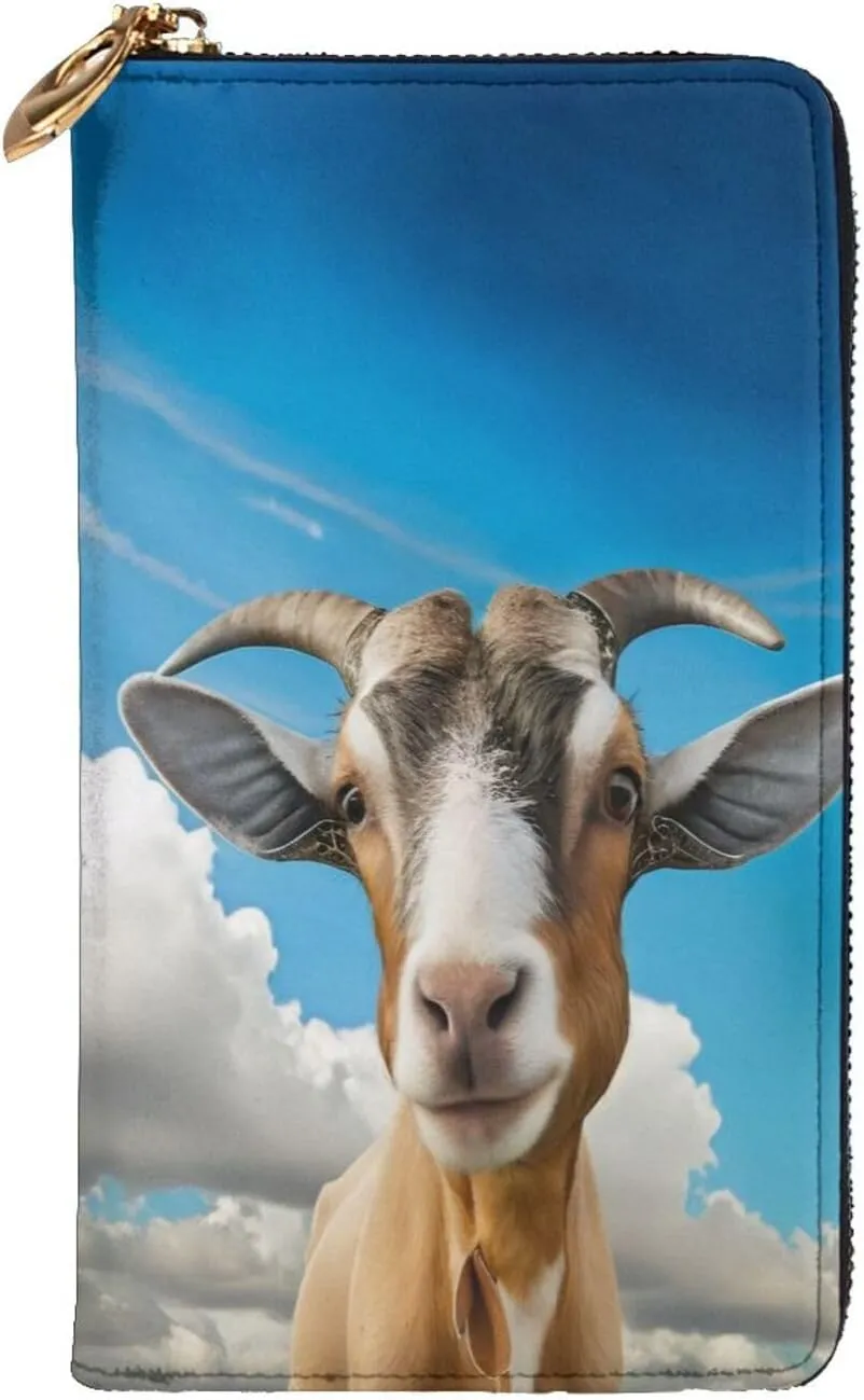 Stylish Blue Sheep Print Long Leather Wallet For Women, Large Capacity Pu Leather Purse, Phone Card Holder Case Credit Card Wallet, Classy Clutch For Ladies & Men
