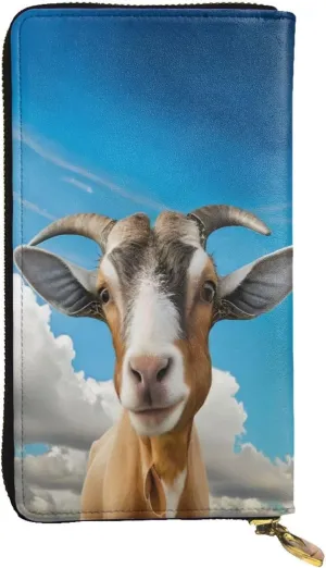 Stylish Blue Sheep Print Long Leather Wallet For Women, Large Capacity Pu Leather Purse, Phone Card Holder Case Credit Card Wallet, Classy Clutch For Ladies & Men