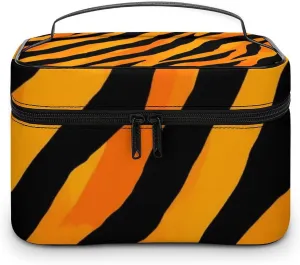 Stylish Cosmetic Bag for Women, Travel Toiletry Storage Bag with with Zipper Pouch Cool Animal Print Tiger Stripes Makeup Organizer Case