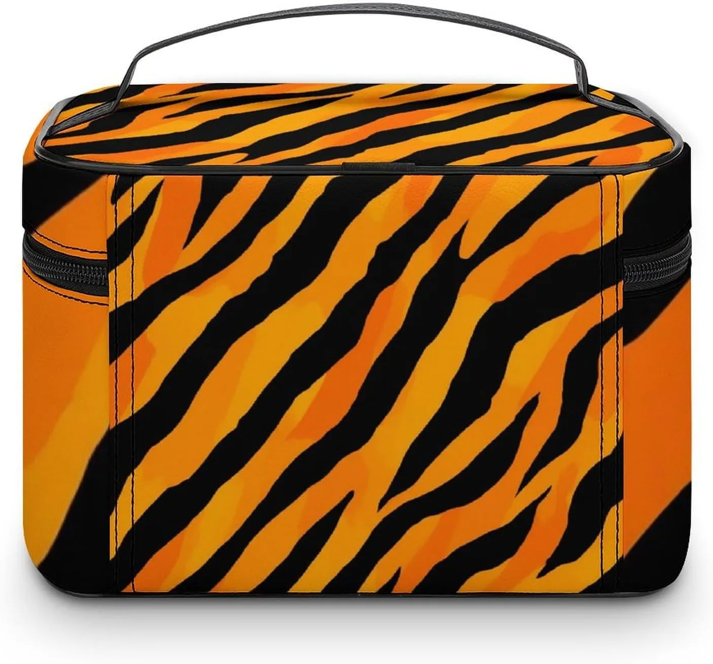 Stylish Cosmetic Bag for Women, Travel Toiletry Storage Bag with with Zipper Pouch Cool Animal Print Tiger Stripes Makeup Organizer Case