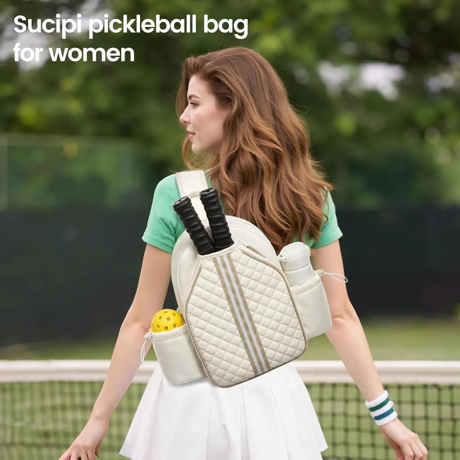 Sucipi Pickleball Bags for Women Lightweight Crossbody Pickleball Sling Bag Stylish Quilted Pickleball Paddle Bag