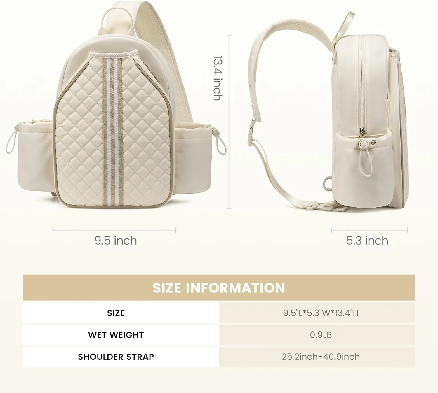 Sucipi Pickleball Bags for Women Lightweight Crossbody Pickleball Sling Bag Stylish Quilted Pickleball Paddle Bag
