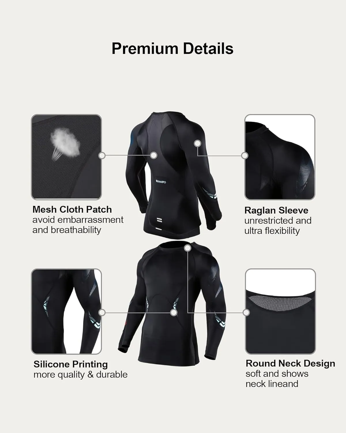 SUMARPO Compression Shirts for Men, Muscle Support Workout Shirts, Strong Power Recovery Long Sleeve Tight, UPF50 Breathable