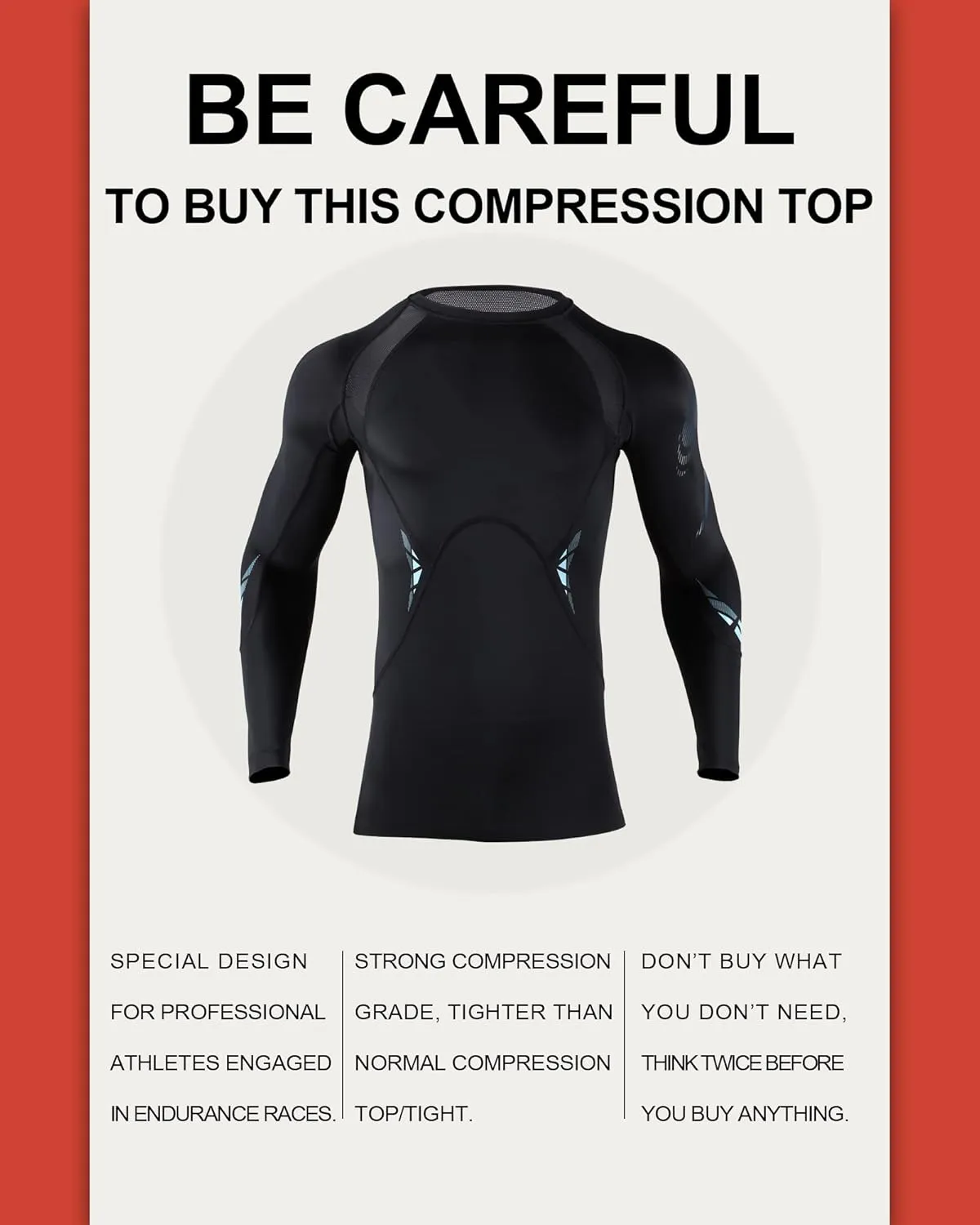 SUMARPO Compression Shirts for Men, Muscle Support Workout Shirts, Strong Power Recovery Long Sleeve Tight, UPF50 Breathable