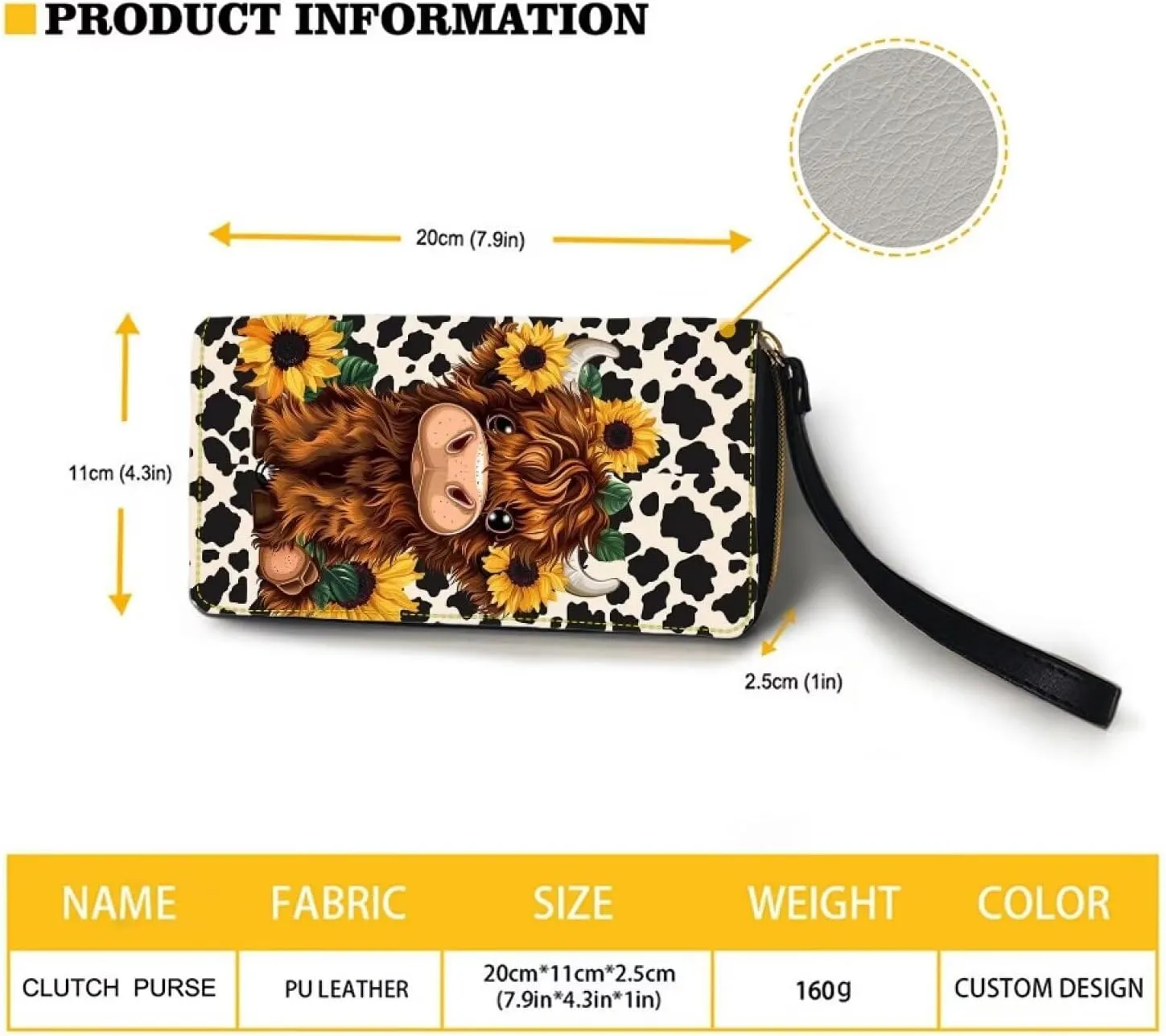 Sunflower Wallet for Women Around Zipper Long Purse Travel Clutch Bag