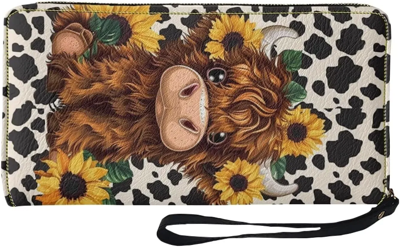 Sunflower Wallet for Women Around Zipper Long Purse Travel Clutch Bag