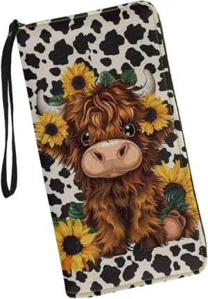 Sunflower Wallet for Women Around Zipper Long Purse Travel Clutch Bag