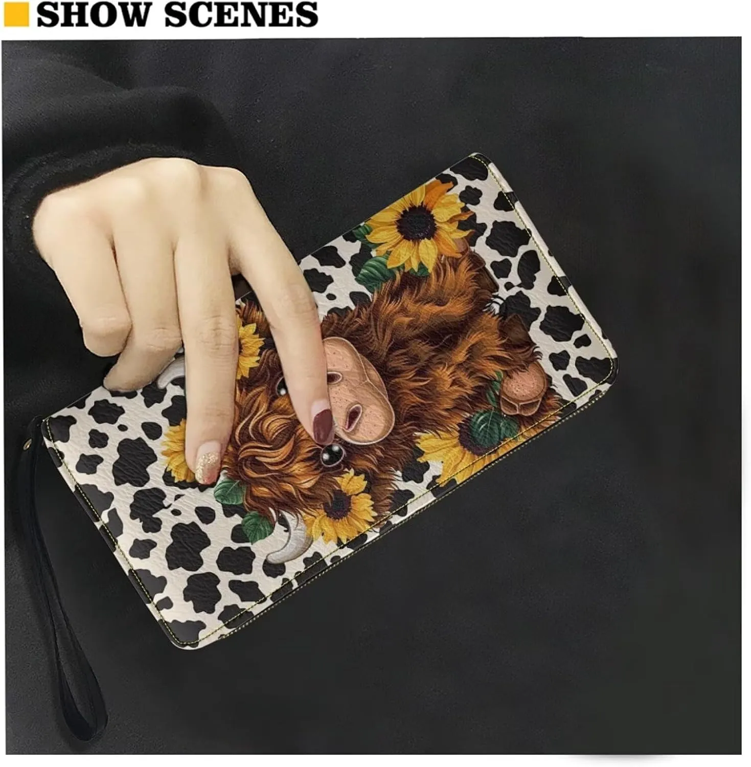 Sunflower Wallet for Women Around Zipper Long Purse Travel Clutch Bag