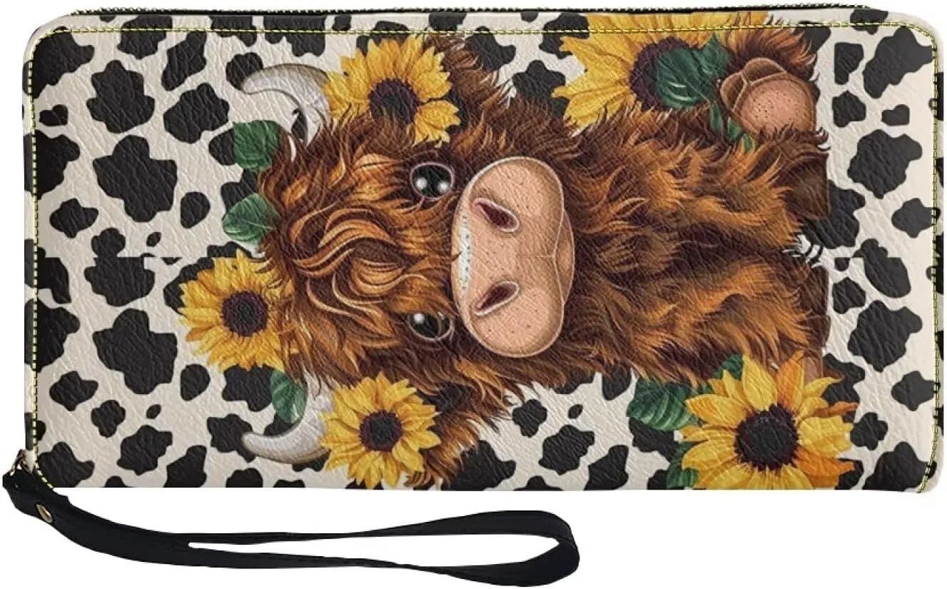 Sunflower Wallet for Women Around Zipper Long Purse Travel Clutch Bag