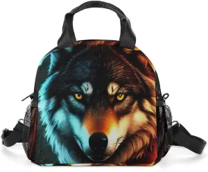 Supdreamc Lunch Bag for Adults Nurse Teacher Work Outdoor Travel Picnic - Moisture Resistant Wolf Glare Art Lunch Tote Bag Organizer Compact Sandwich Bag, Easy to Clean