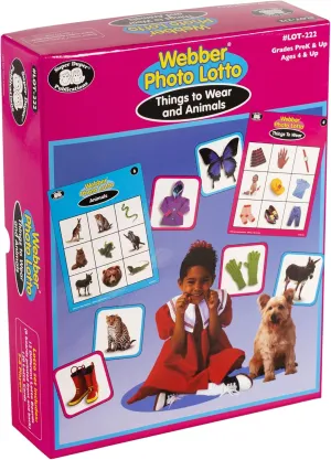 Super Duper Publications | Webber® Photo Lotto Games - Things to Wear and Animals | 27 Photo Vocabulary Words | Educational Learning Resource for Children