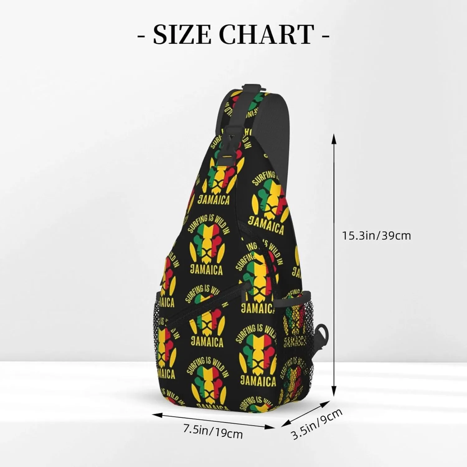 Surfing Is Wild In Jamaica Lion Cross Chest Bag Crossbody Bags Sling Backpack Gym Shoulder Bags Sports Fanny Pack Adjustable Travel Daypack Diagonally Casual Rucksack