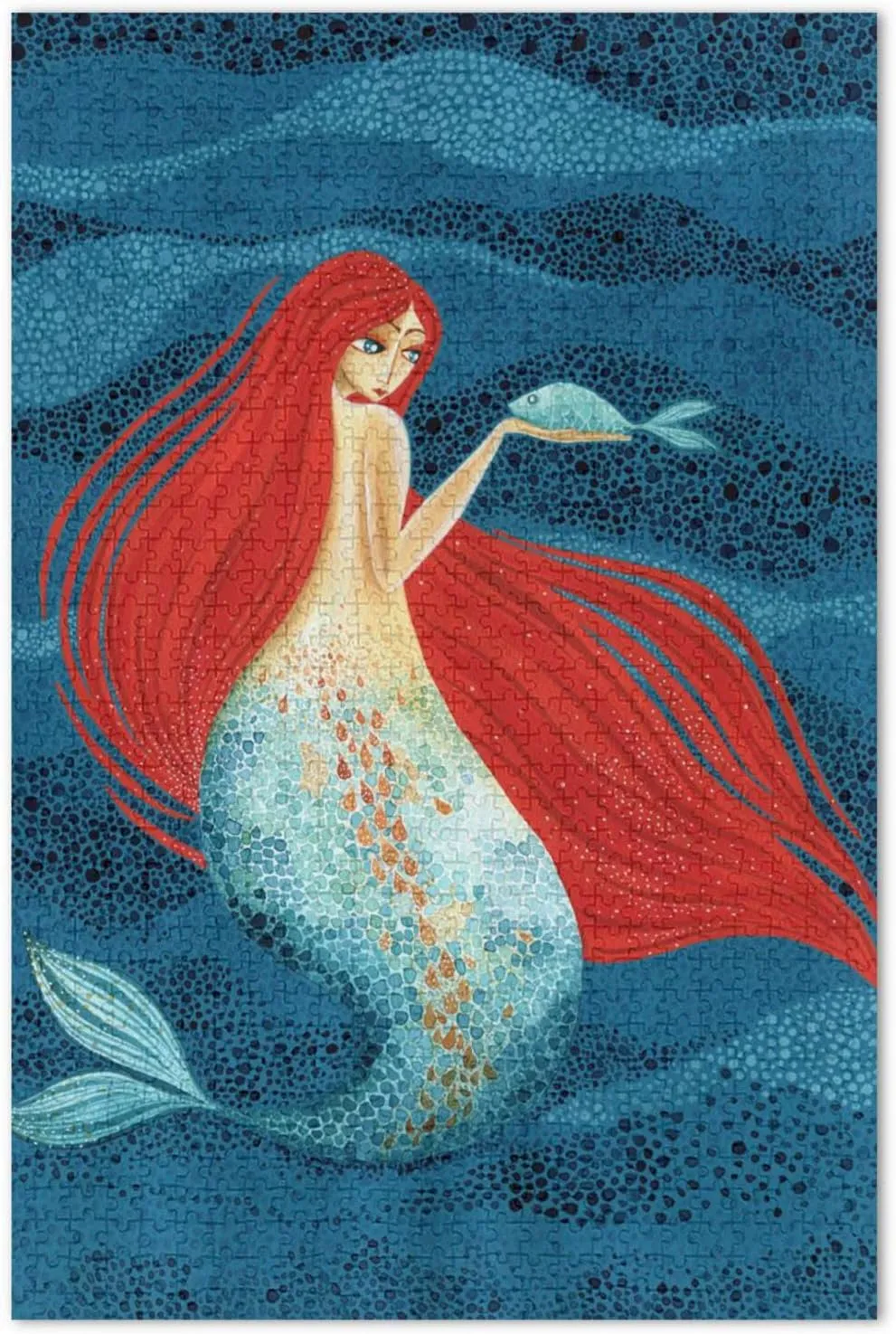 susiyo Mermaid with A Fish in Hand 1000 Piece Jigsaw Puzzle, Wall Artwork Puzzle Games for Adults Teens 29.5" L X 19.7" W