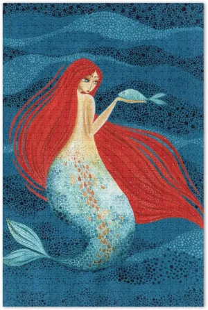susiyo Mermaid with A Fish in Hand 1000 Piece Jigsaw Puzzle, Wall Artwork Puzzle Games for Adults Teens 29.5" L X 19.7" W