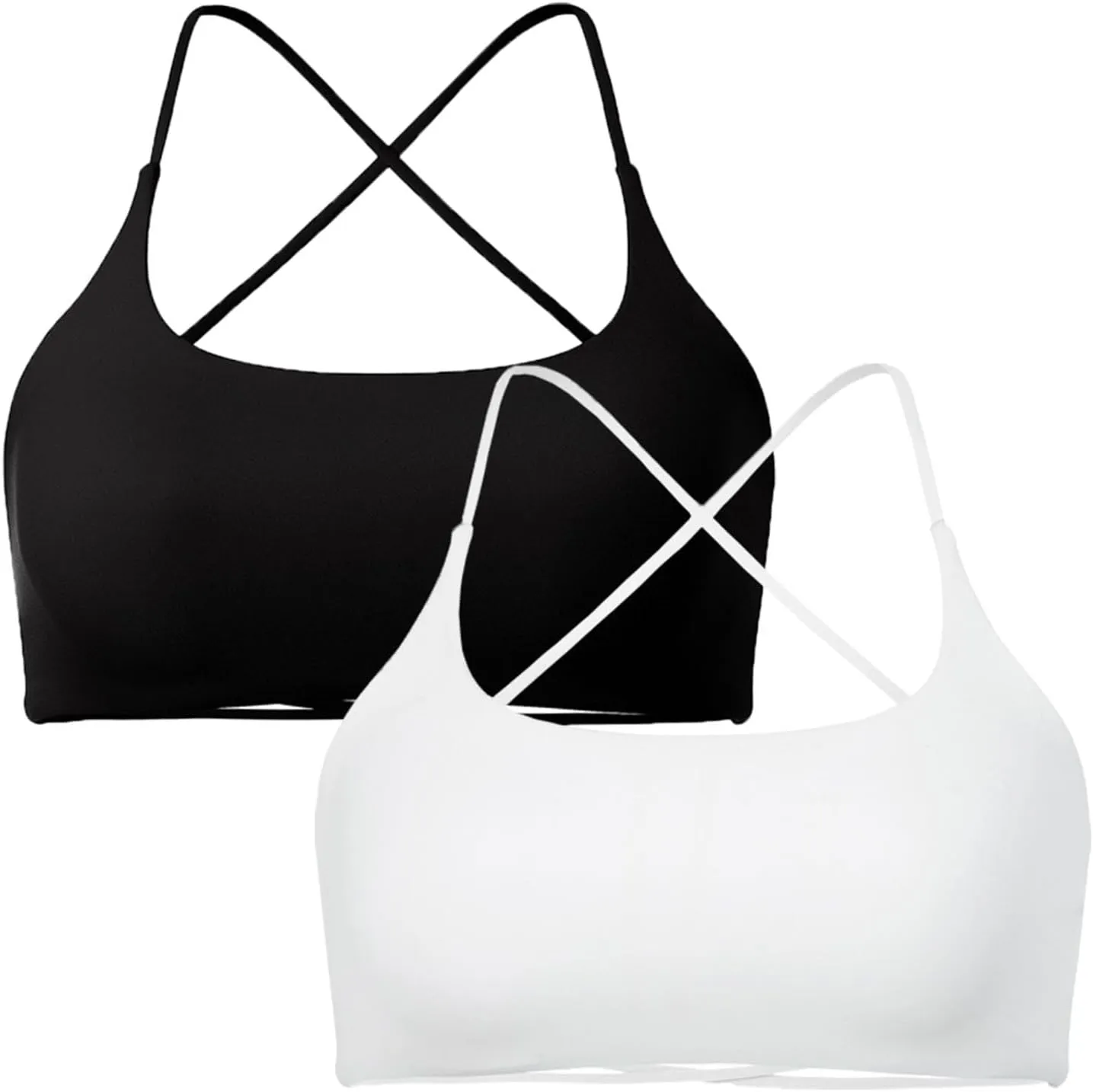 SUUKSESS Women 2 Piece Open Back Sports Bra Pack Strappy Workout Gym Yoga Crops