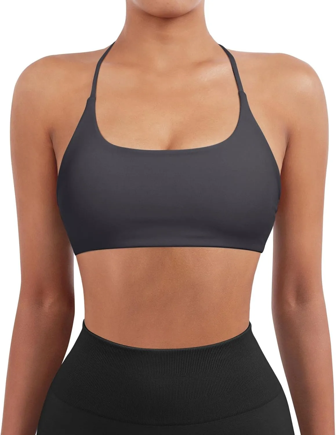 SUUKSESS Women 2 Piece Open Back Sports Bra Pack Strappy Workout Gym Yoga Crops