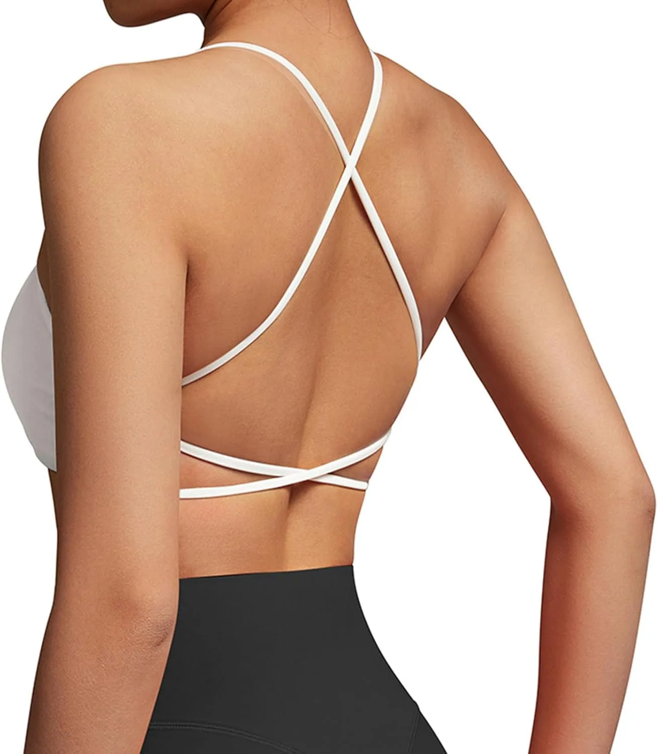 SUUKSESS Women 2 Piece Open Back Sports Bra Pack Strappy Workout Gym Yoga Crops
