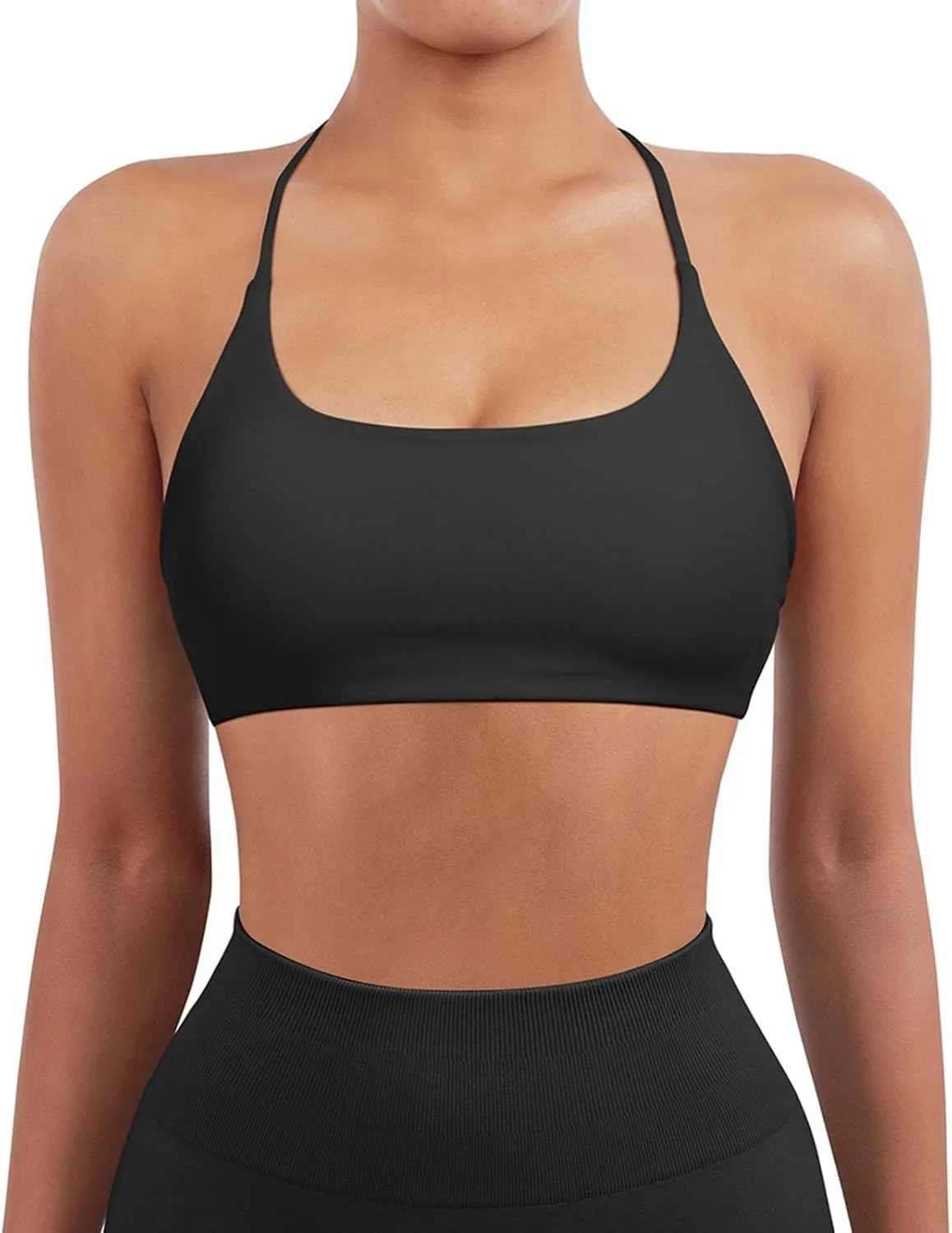 SUUKSESS Women 2 Piece Open Back Sports Bra Pack Strappy Workout Gym Yoga Crops
