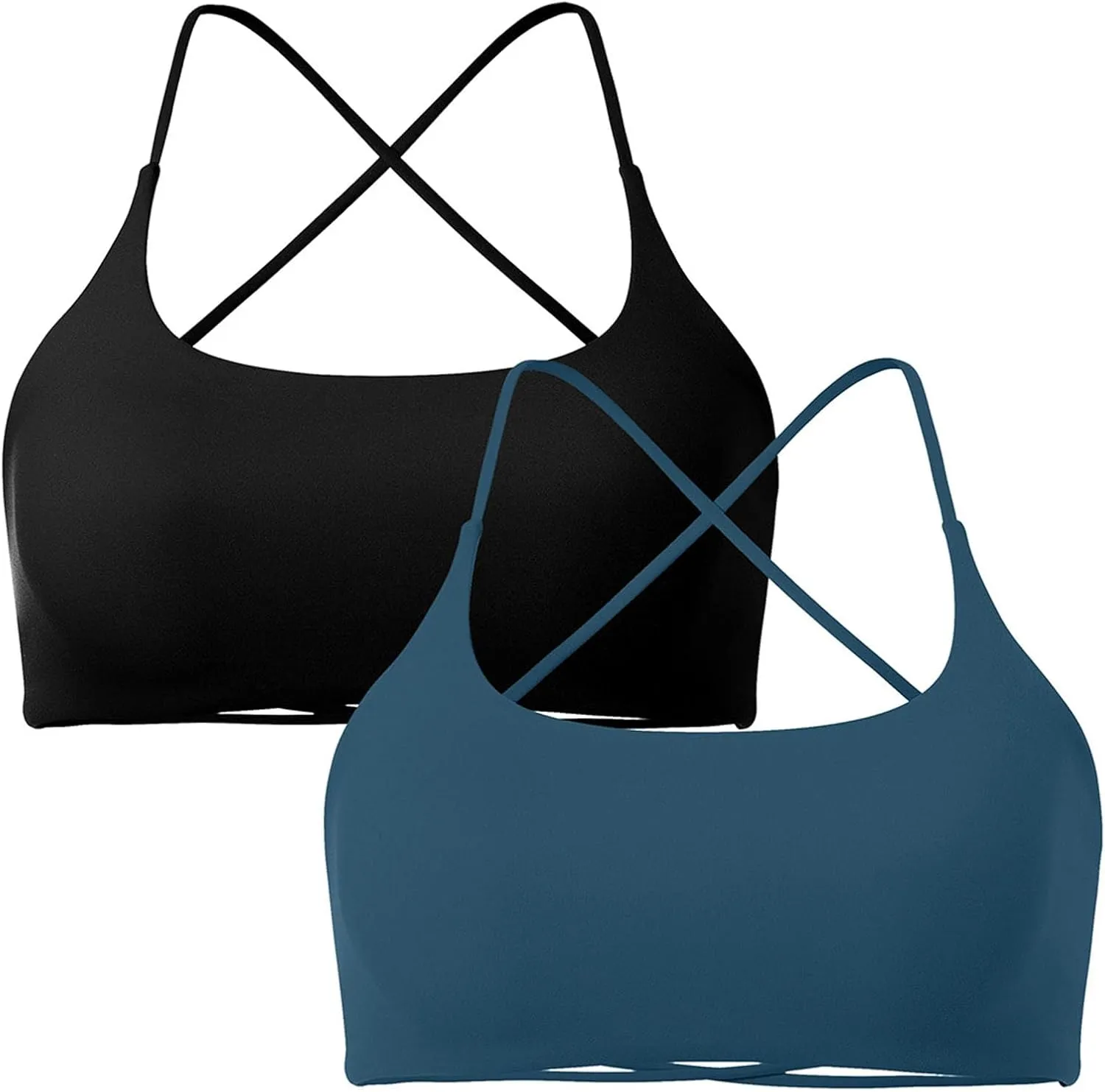 SUUKSESS Women 2 Piece Open Back Sports Bra Pack Strappy Workout Gym Yoga Crops