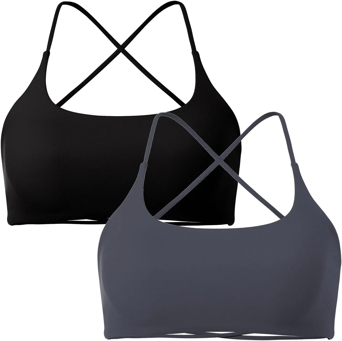 SUUKSESS Women 2 Piece Open Back Sports Bra Pack Strappy Workout Gym Yoga Crops
