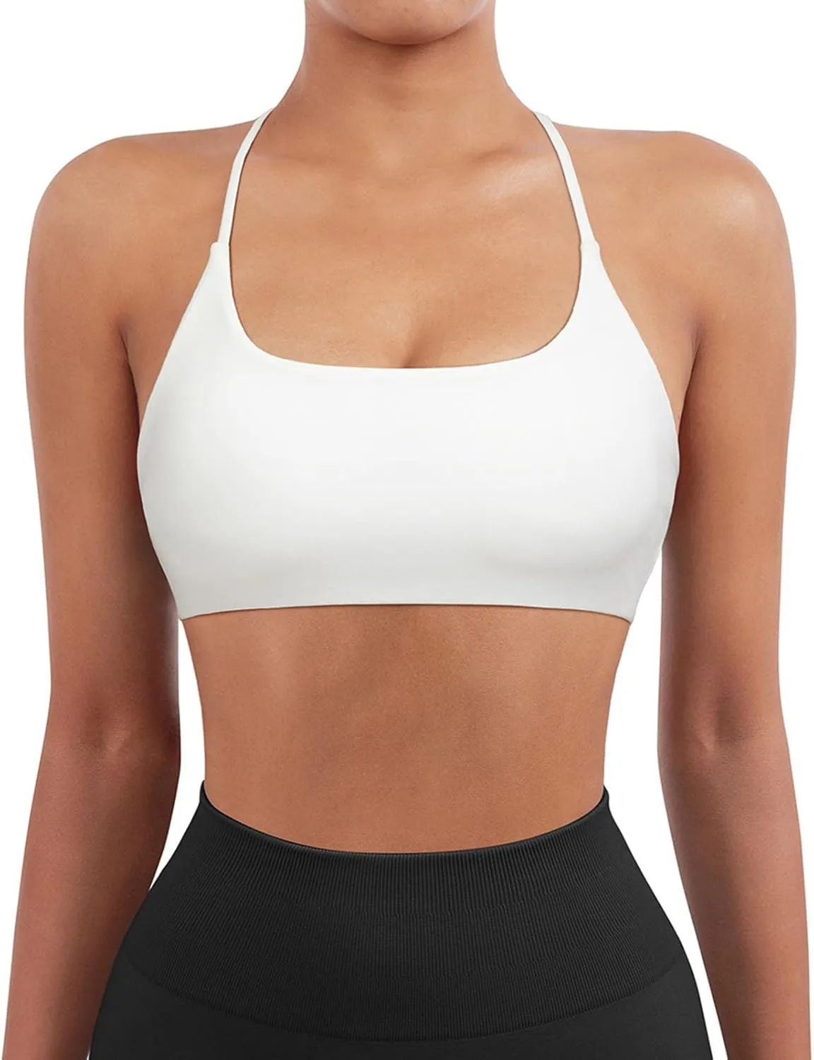 SUUKSESS Women 2 Piece Open Back Sports Bra Pack Strappy Workout Gym Yoga Crops