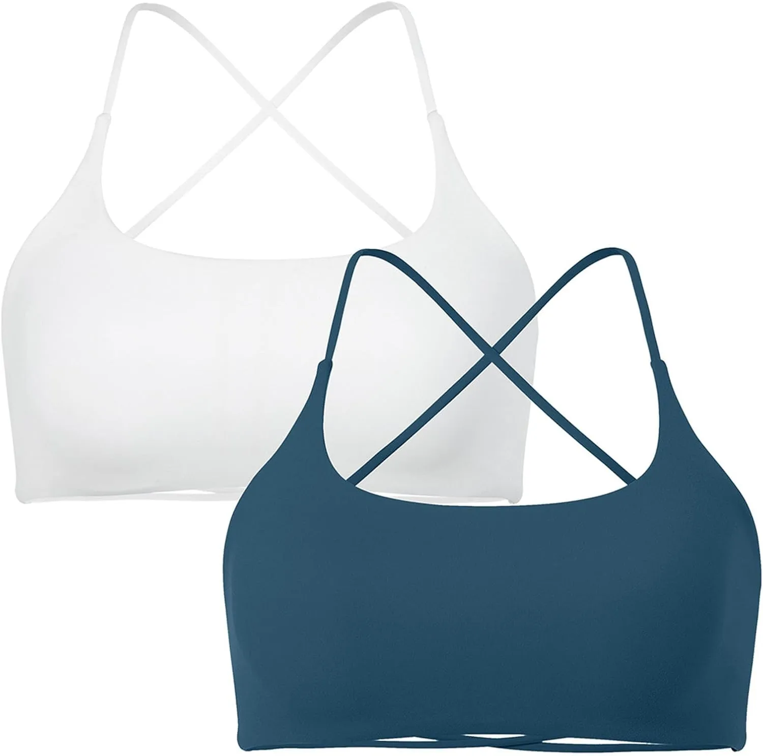 SUUKSESS Women 2 Piece Open Back Sports Bra Pack Strappy Workout Gym Yoga Crops