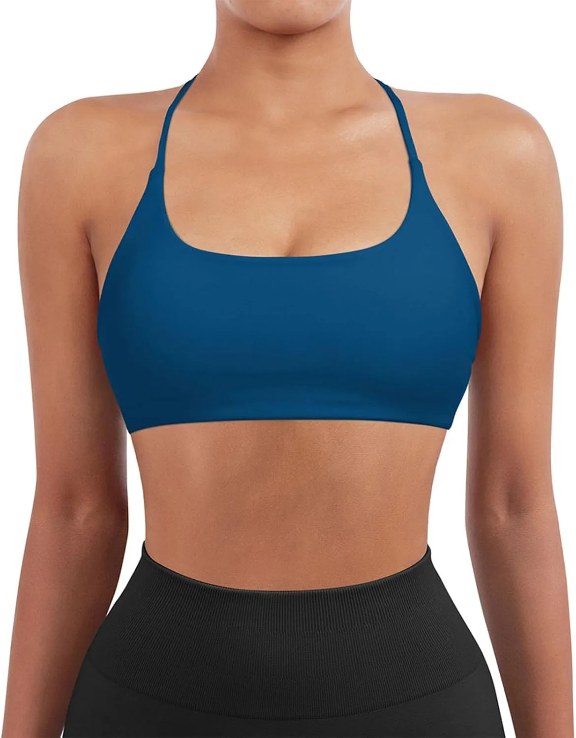 SUUKSESS Women 2 Piece Open Back Sports Bra Pack Strappy Workout Gym Yoga Crops