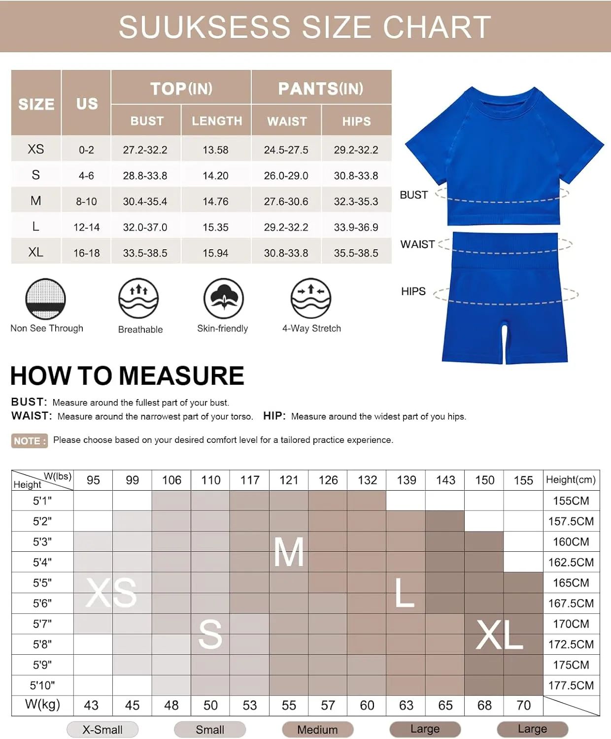 SUUKSESS Women 2 Piece Workout Sets Hidden Scrunch Butt Lifting Biker Shorts Short Sleeve Crop Tops