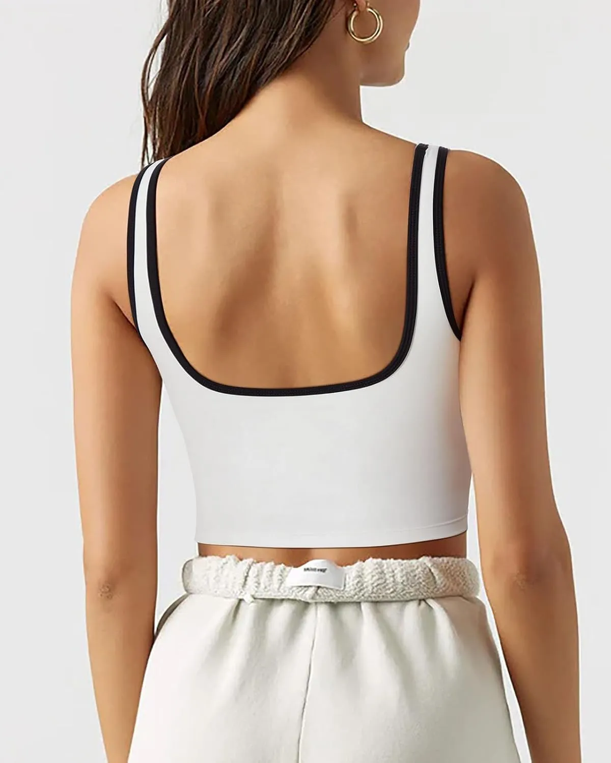 SUUKSESS Women Sweetheart Neckline Longline Sports Bra Padded Basic Workout Crop Tank Top
