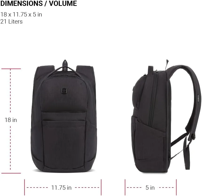 SwissGear 8183 Laptop Backpack, Charcoal Heather, 18 Inches